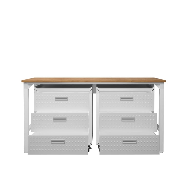 Manhattan Comfort Fortress 3-Piece Wood Garage Cabinet Set 6.0 in White
