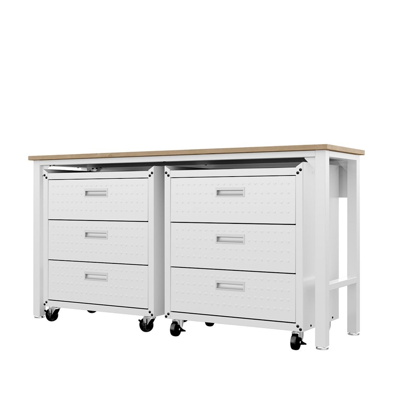 Manhattan Comfort Fortress 3-Piece Wood Garage Cabinet Set 6.0 in White