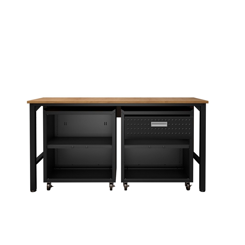 Manhattan Comfort Fortress 3-Piece Wood Garage Cabinet Set 2.0 in Charcoal