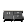 Manhattan Comfort Fortress 3-Piece Wood Garage Cabinet Set 2.0 in Charcoal