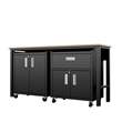 Manhattan Comfort Fortress 3-Piece Wood Garage Cabinet Set 2.0 in Charcoal