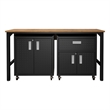Manhattan Comfort Fortress 3-Piece Wood Garage Cabinet Set 2.0 in Charcoal