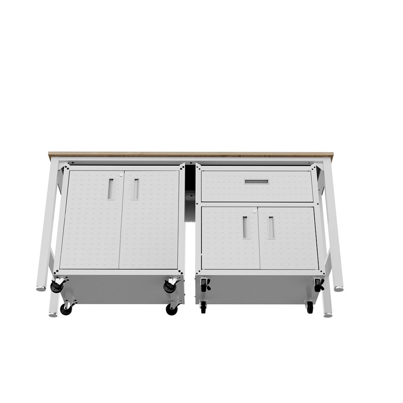Manhattan Comfort Fortress 3-Piece Wood Garage Cabinet Set 2.0 in White