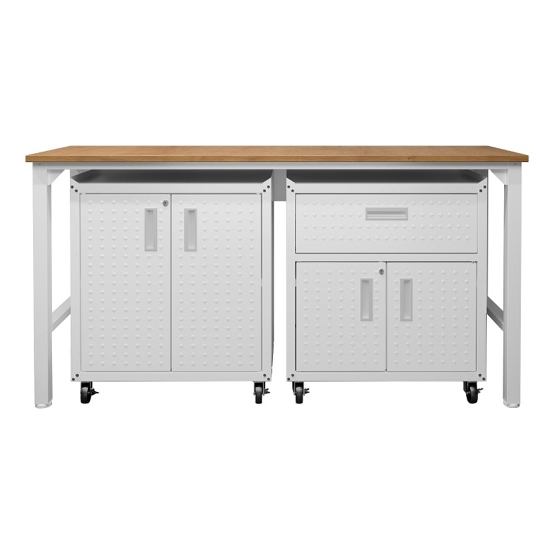 Manhattan Comfort Fortress 3-Piece Wood Garage Cabinet Set 2.0 in White