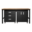 Manhattan Comfort Fortress 3-Piece Wood Garage Cabinet Set 3.0 in Charcoal
