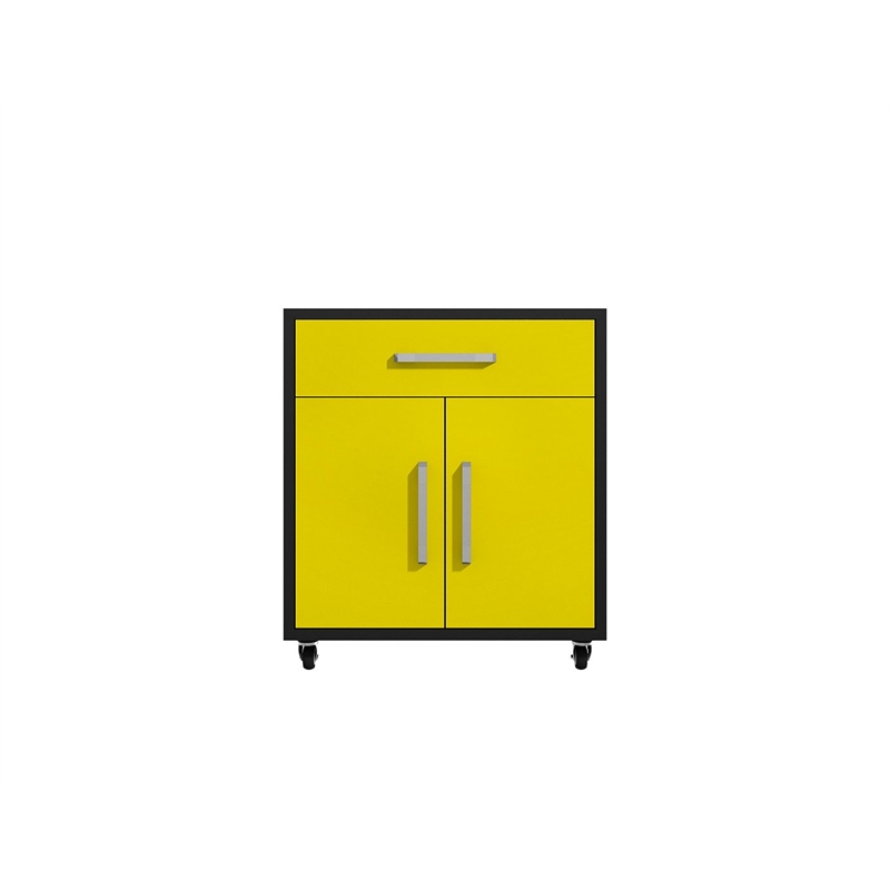 Manhattan Comfort Eiffel 2-Piece Wood Mobile Garage Cabinets in Yellow