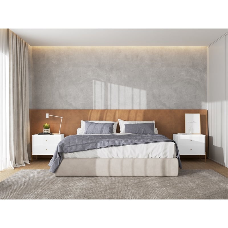 Manhattan Comfort Jasper Engineered Wood Nightstands in White (Set of 2)