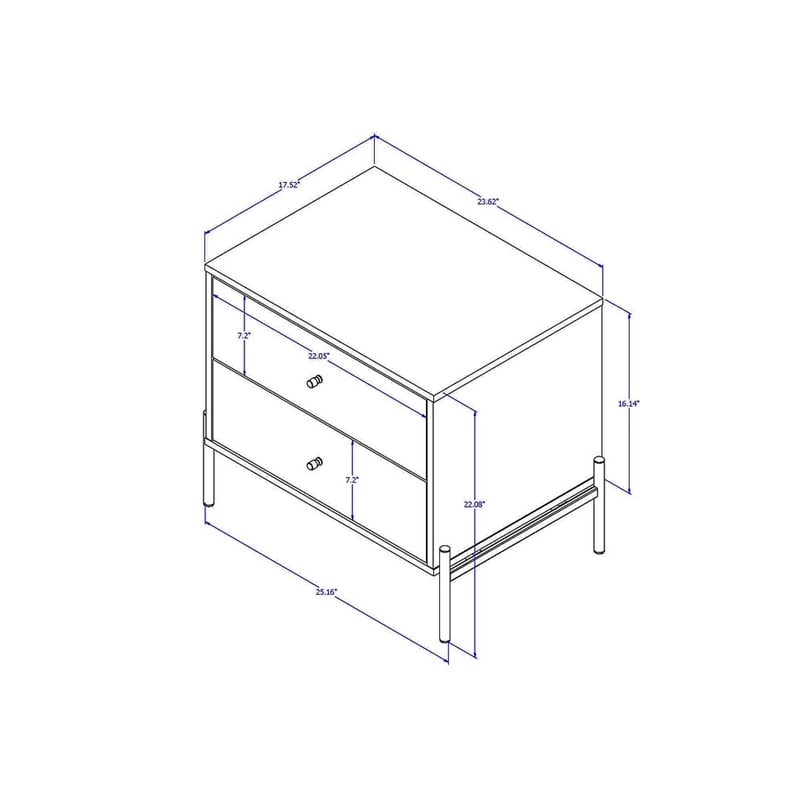 Manhattan Comfort Jasper Engineered Wood Nightstands in White (Set of 2)