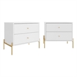 Manhattan Comfort Jasper Engineered Wood Nightstands in White (Set of 2)