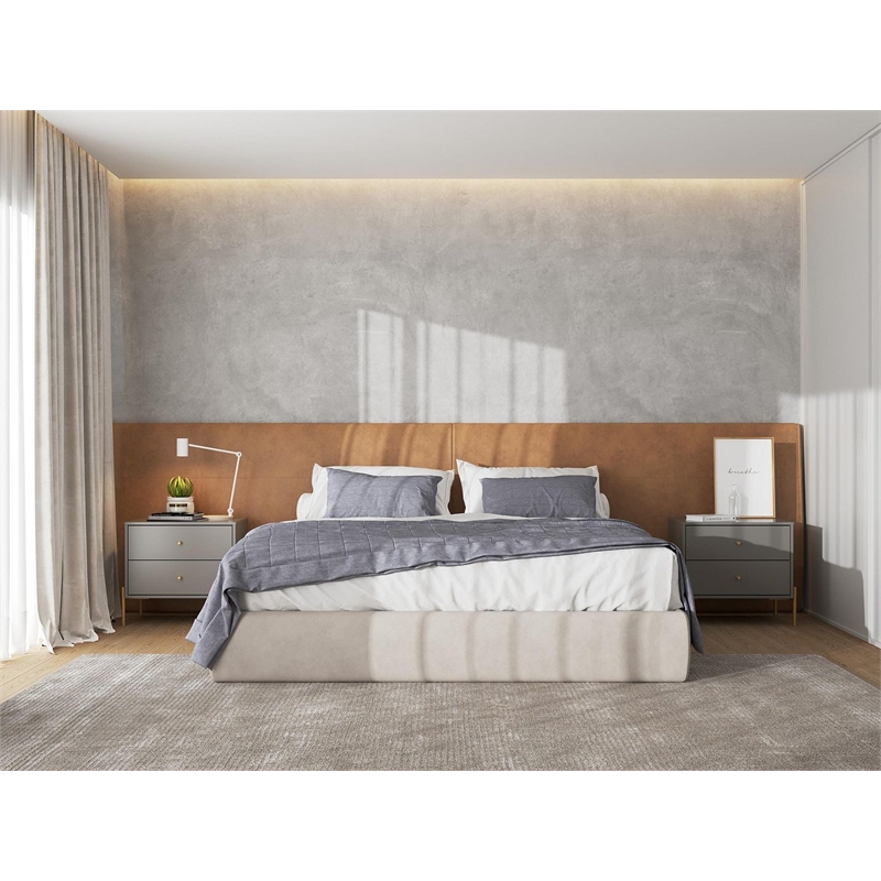 Manhattan Comfort Jasper Engineered Wood Nightstands in Gray (Set of 2)