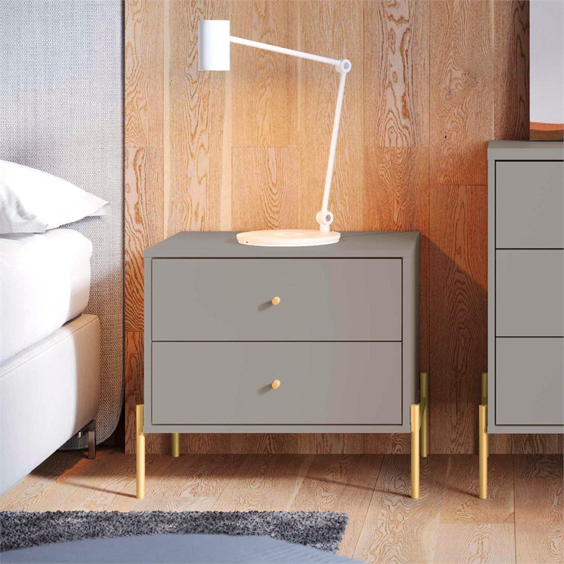 Manhattan Comfort Jasper Engineered Wood Nightstands in Gray (Set of 2)