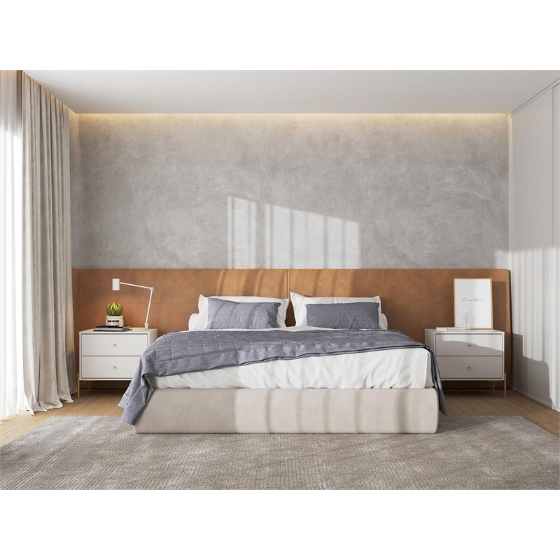 Manhattan Comfort Jasper Engineered Wood Nightstands in Off White (Set of 2)