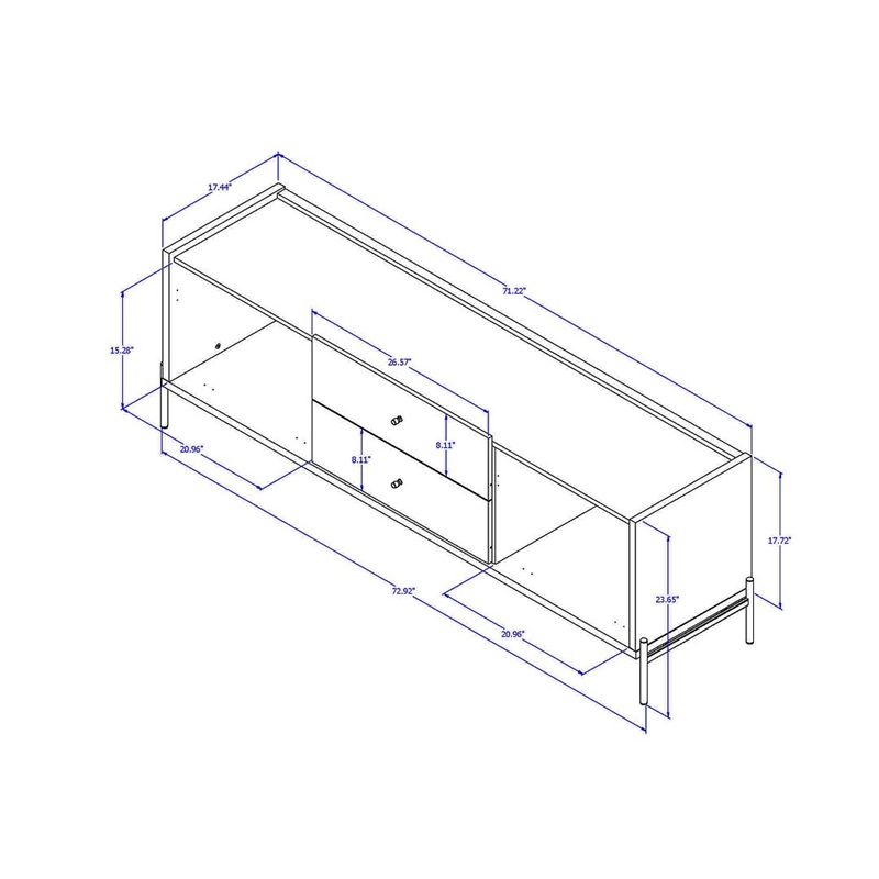 Manhattan Comfort Jasper 72.91 TV Stand with Steel Gold Legs in Oak Pro Touch