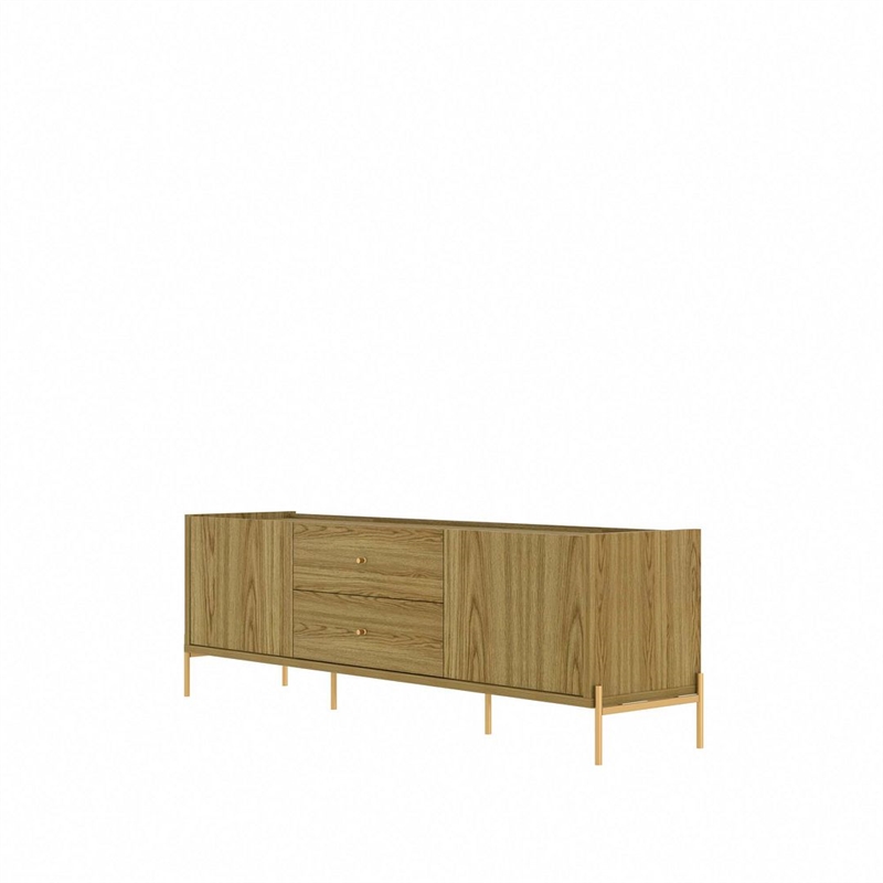 Manhattan Comfort Jasper 72.91 TV Stand with Steel Gold Legs in Oak Pro Touch