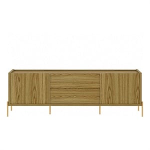 Manhattan Comfort Jasper 72.91 TV Stand with Steel Gold Legs in Oak Pro Touch