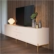 Manhattan Comfort Jasper 86.69 TV Stand with Steel Gold Legs in Off White Matte