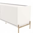 Manhattan Comfort Jasper 86.69 TV Stand with Steel Gold Legs in Off White Matte