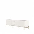 Manhattan Comfort Jasper 86.69 TV Stand with Steel Gold Legs in Off White Matte