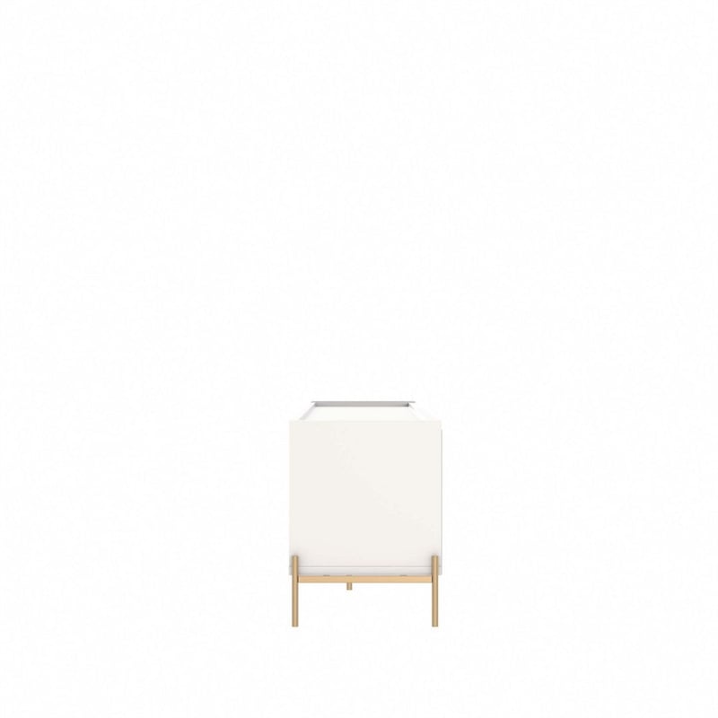 Manhattan Comfort Jasper 86.69 TV Stand with Steel Gold Legs in Off White Matte