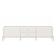 Manhattan Comfort Jasper 86.69 TV Stand with Steel Gold Legs in Off White Matte