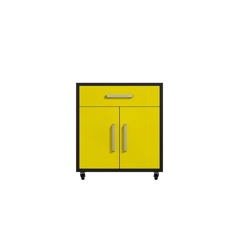 Manhattan Comfort Eiffel 3-Piece Engineered Wood Storage Garage Set in Yellow