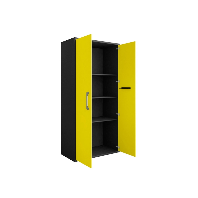 Manhattan Comfort Eiffel 3-Piece Engineered Wood Storage Garage Set in Yellow