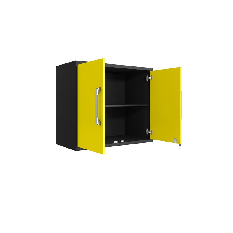 Manhattan Comfort Eiffel 3-Piece Engineered Wood Storage Garage Set in Yellow