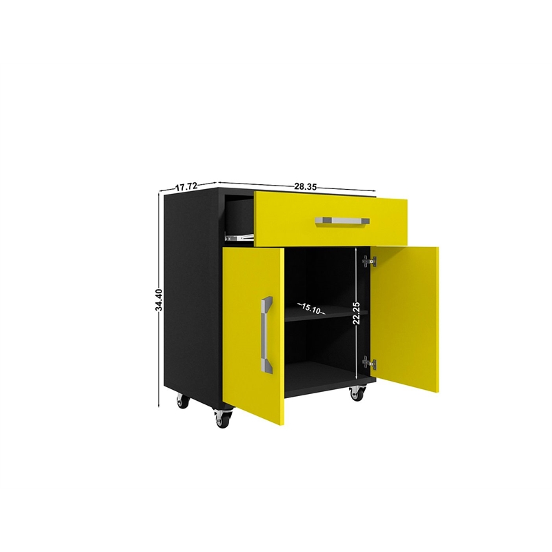 Manhattan Comfort Eiffel 2-Piece Engineered Wood Storage Garage Set in Yellow