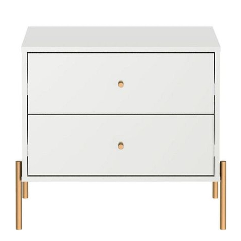 Manhattan Comfort Jasper Engineered Wood Nightstand in White Gloss/Gold