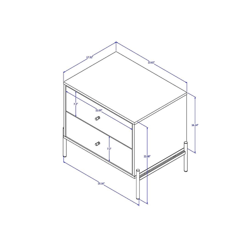 Manhattan Comfort Jasper Engineered Wood Nightstand in Gray Gloss/Gold