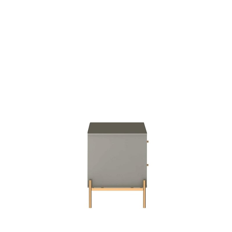 Manhattan Comfort Jasper Engineered Wood Nightstand in Gray Gloss/Gold