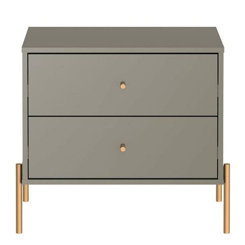 Manhattan Comfort Jasper Engineered Wood Nightstand in Gray Gloss/Gold