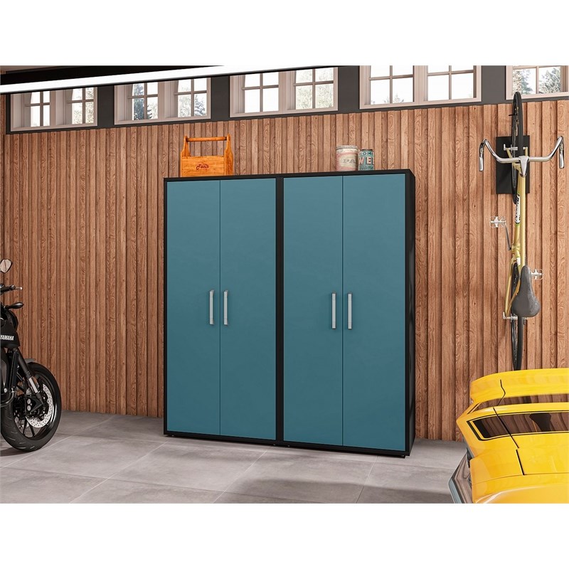 Manhattan Comfort Eiffel 2-Piece Engineered Wood Storage Cabinets in Blue