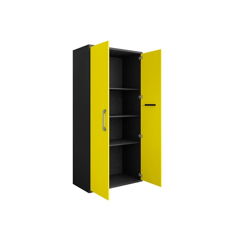 Manhattan Comfort Eiffel 2-Piece Engineered Wood Storage Cabinets in Yellow