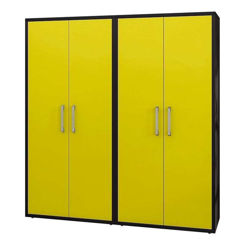 Manhattan Comfort Eiffel 2-Piece Engineered Wood Storage Cabinets in Yellow