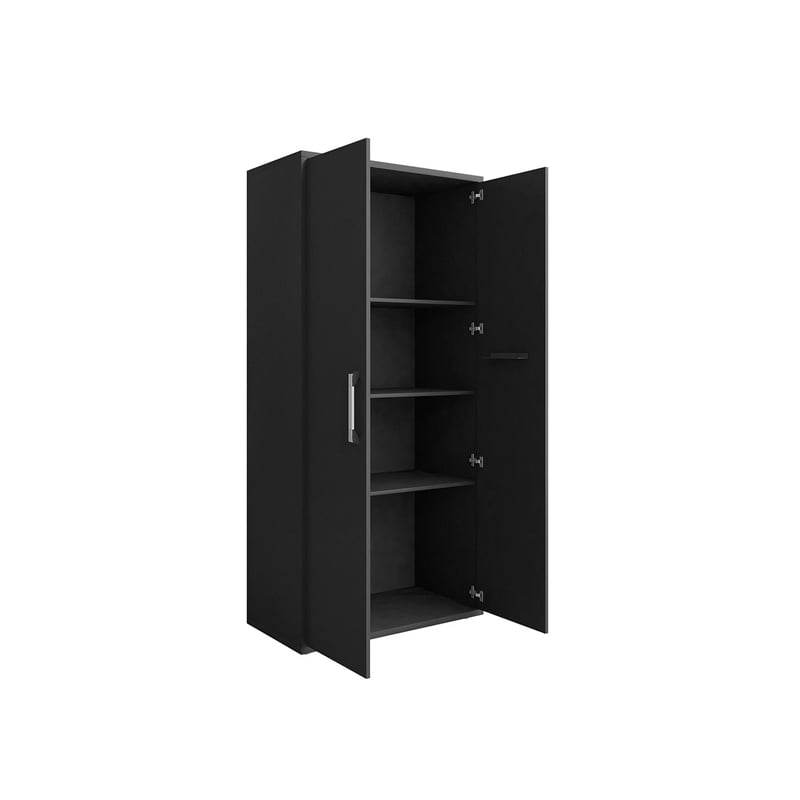 Manhattan Comfort Eiffel 3-Piece Engineered Wood Storage Cabinets in Black