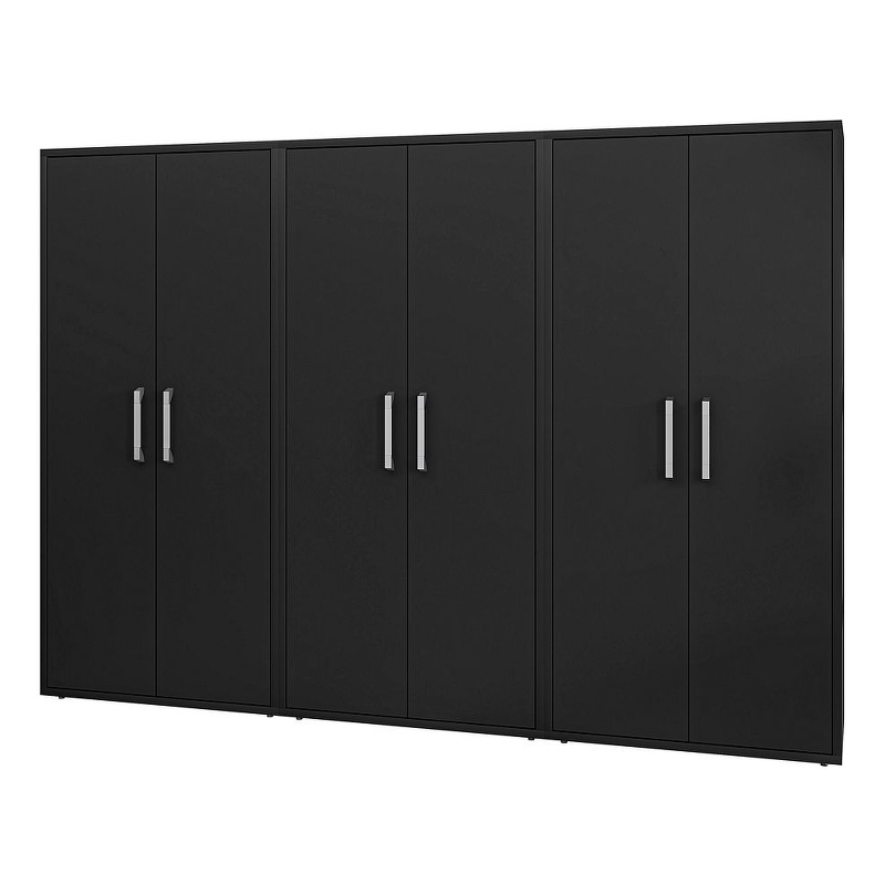 Manhattan Comfort Eiffel 3-Piece Engineered Wood Storage Cabinets in Black