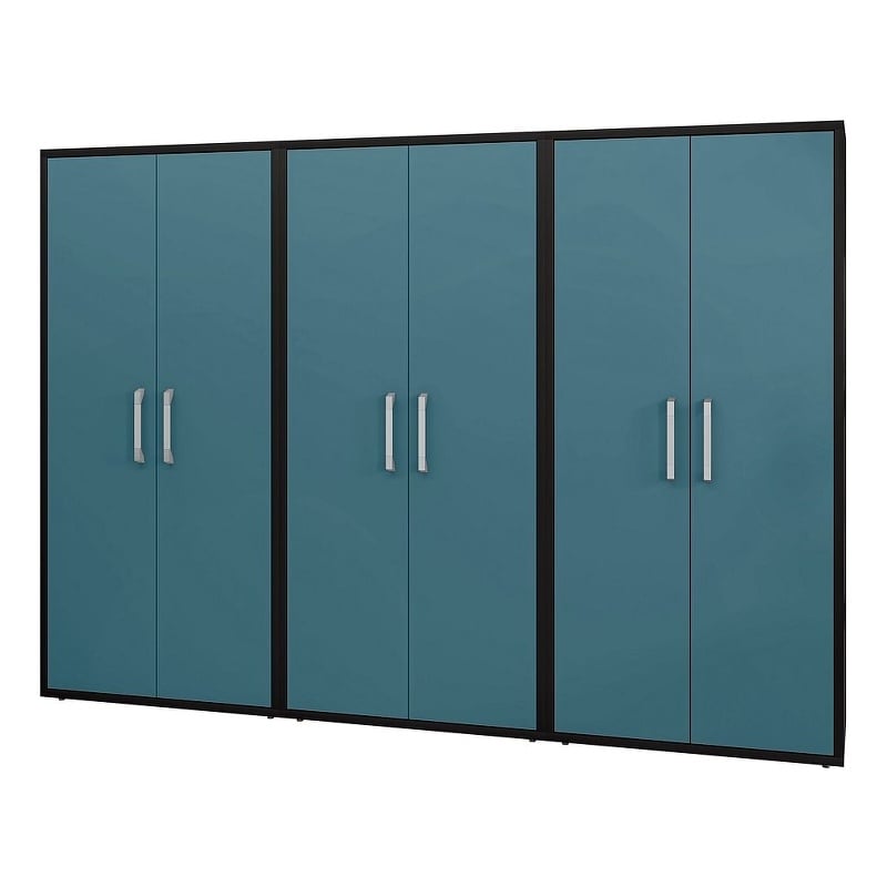 Manhattan Comfort Eiffel 3-Piece Engineered Wood Storage Cabinets in Blue