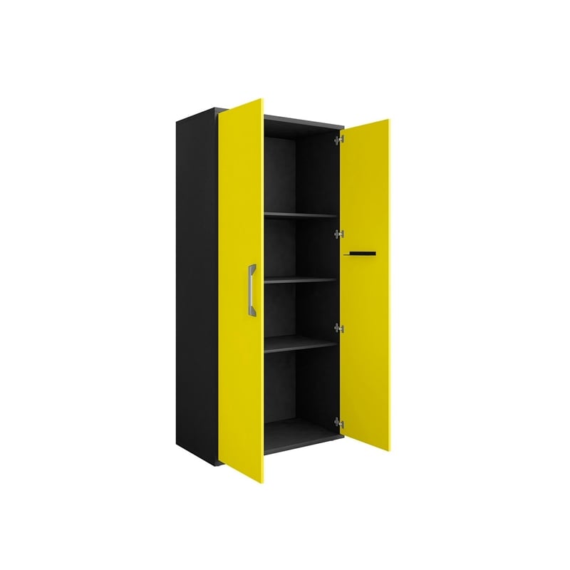 Manhattan Comfort Eiffel 3-Piece Engineered Wood Storage Cabinets in Yellow