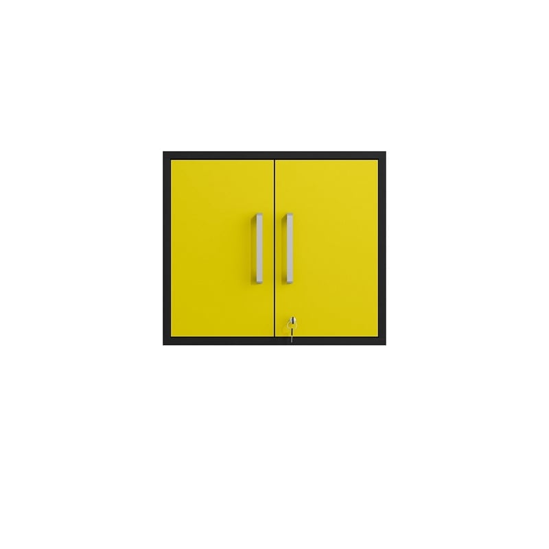 Manhattan Comfort Eiffel 2-Piece Wood Floating Garage Cabinets in Yellow