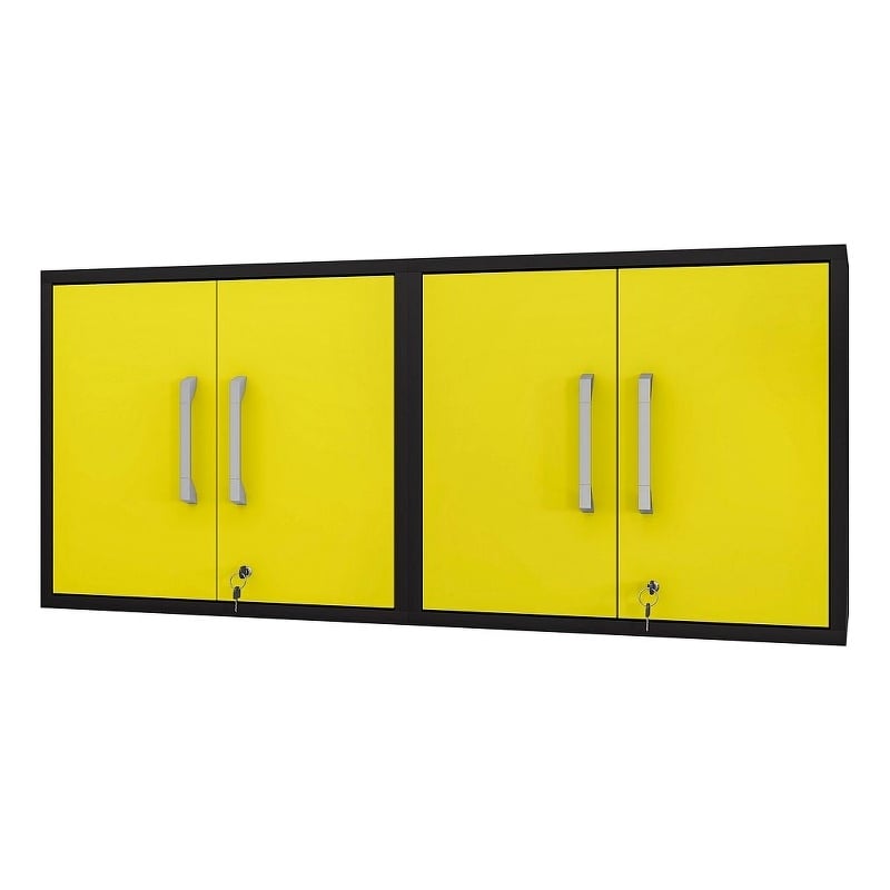 Manhattan Comfort Eiffel 2-Piece Wood Floating Garage Cabinets in Yellow
