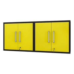 manhattan comfort eiffel floating garage cabinet matte black and yellow set of 2