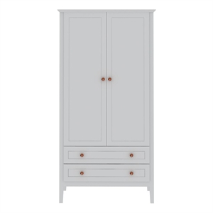 manhattan comfort crown full wardrobe hanging & 2 drawers white