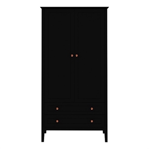 manhattan comfort crown full wardrobe hanging & 2 drawers black