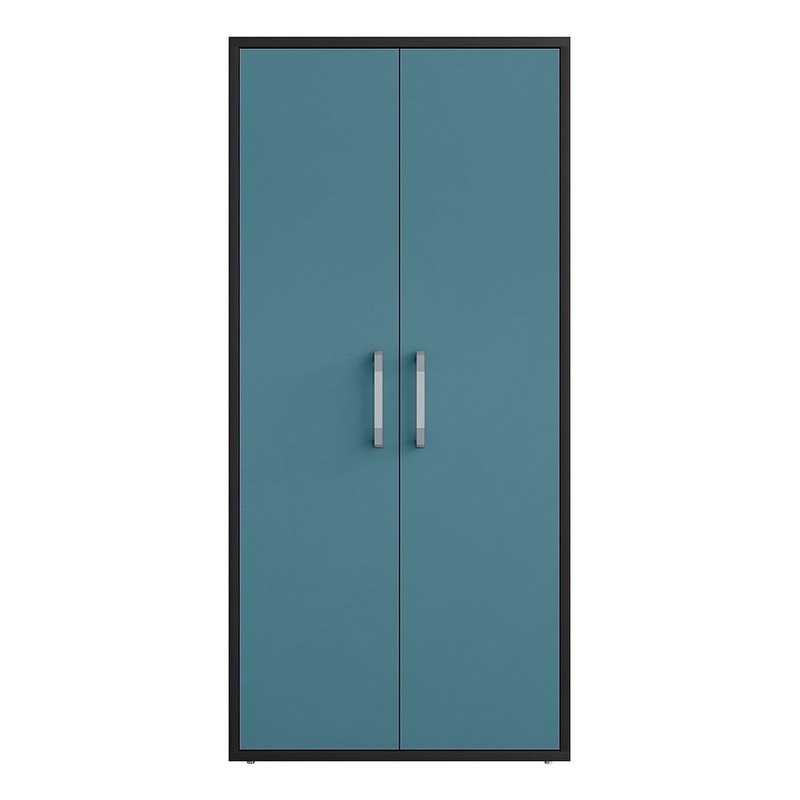 Manhattan Comfort Eiffel 4 Shelves Wood Garage Cabinet in Blue Gloss
