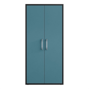 manhattan comfort eiffel garage cabinet 4 adjustable shelves in blue gloss