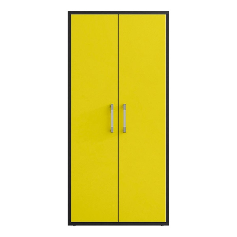 Manhattan Comfort Eiffel 4 Shelves Wood Garage Cabinet in Yellow Gloss