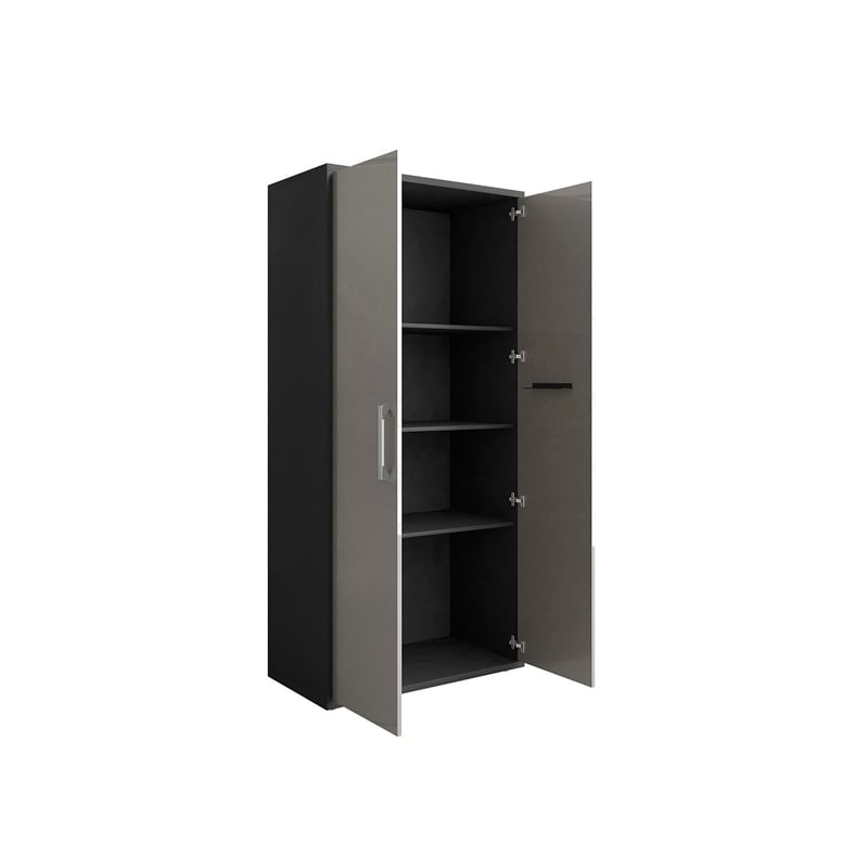 Manhattan Comfort Eiffel 4 Shelves Wood Garage Cabinet in Gray Gloss