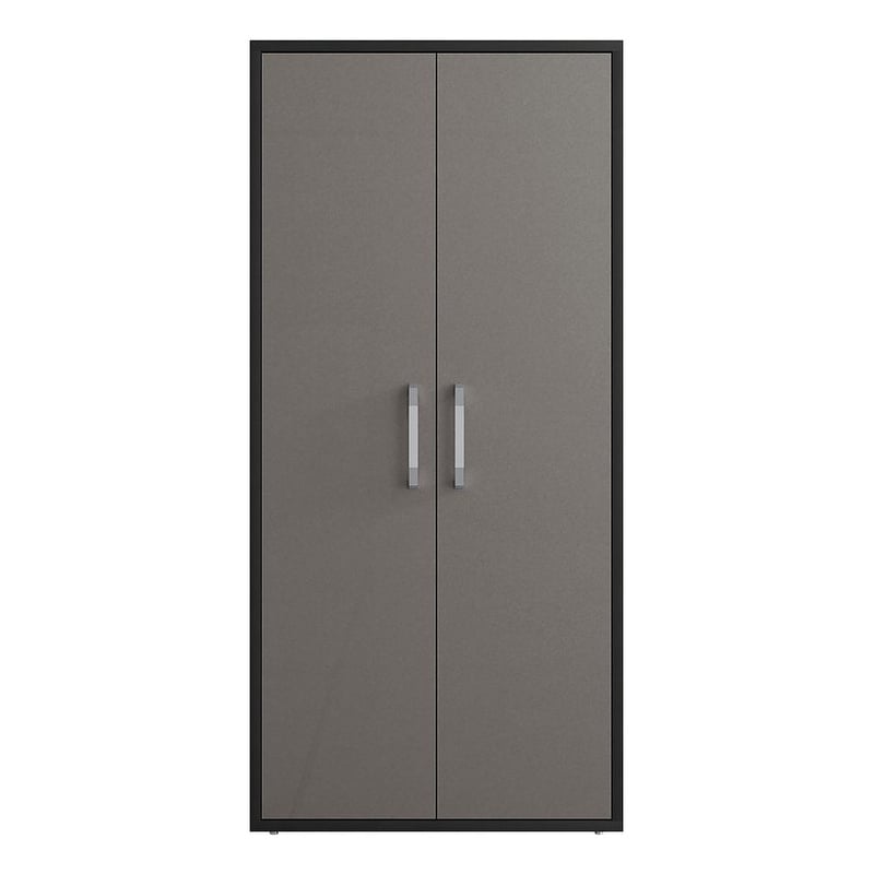 Manhattan Comfort Eiffel 4 Shelves Wood Garage Cabinet in Gray Gloss