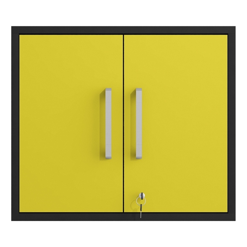 Manhattan Comfort Eiffel Wood Floating Garage Storage Cabinet in Yellow